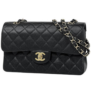 Chanel Matelassé Double Flap Chain Shoulder Bag, Coco Mark, Caviar Leather, B...